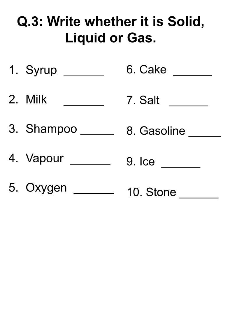 States Of Matter Worksheet: - DewWool