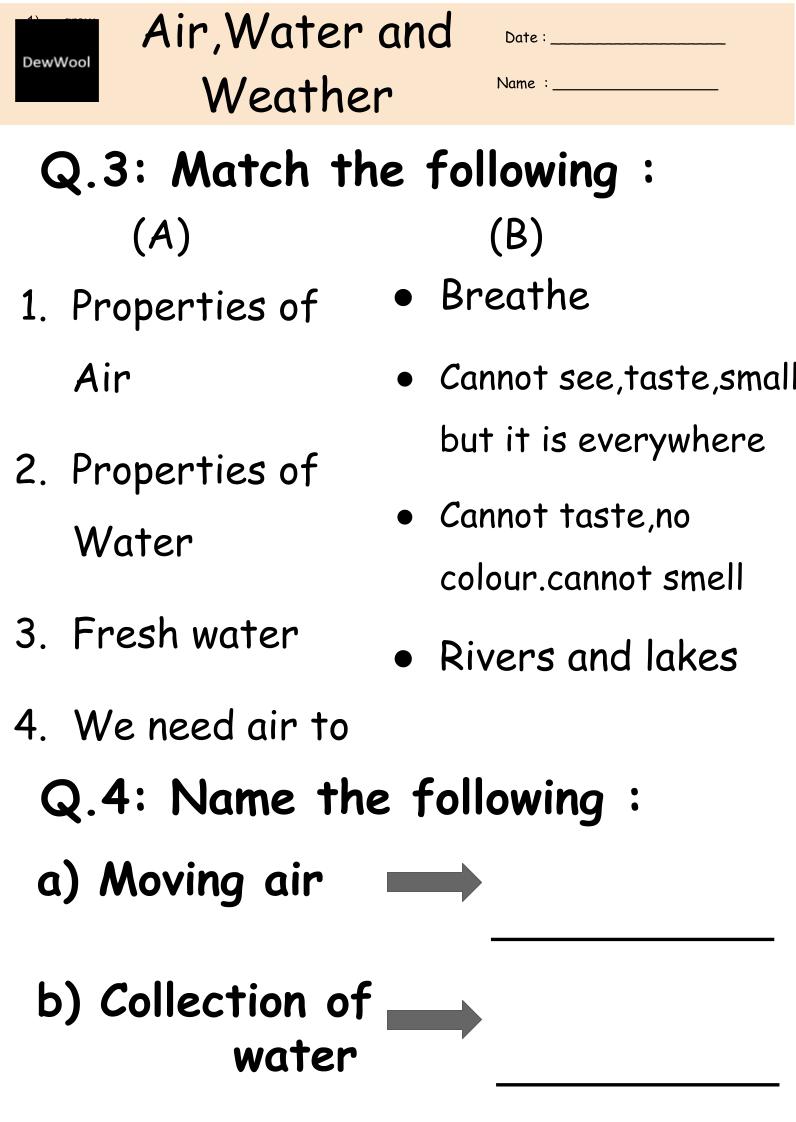 Air Water And Weather Worksheet - DewWool