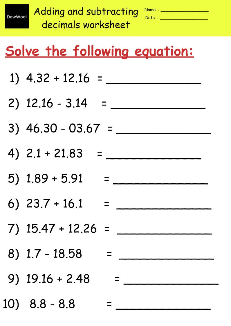 adding-and-subtracting-decimals-worksheets-dewwool