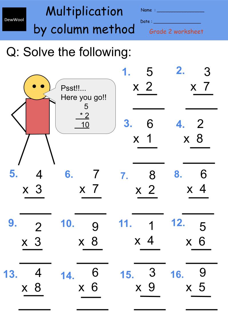 2nd Grade Multiplication worksheets - DewWool