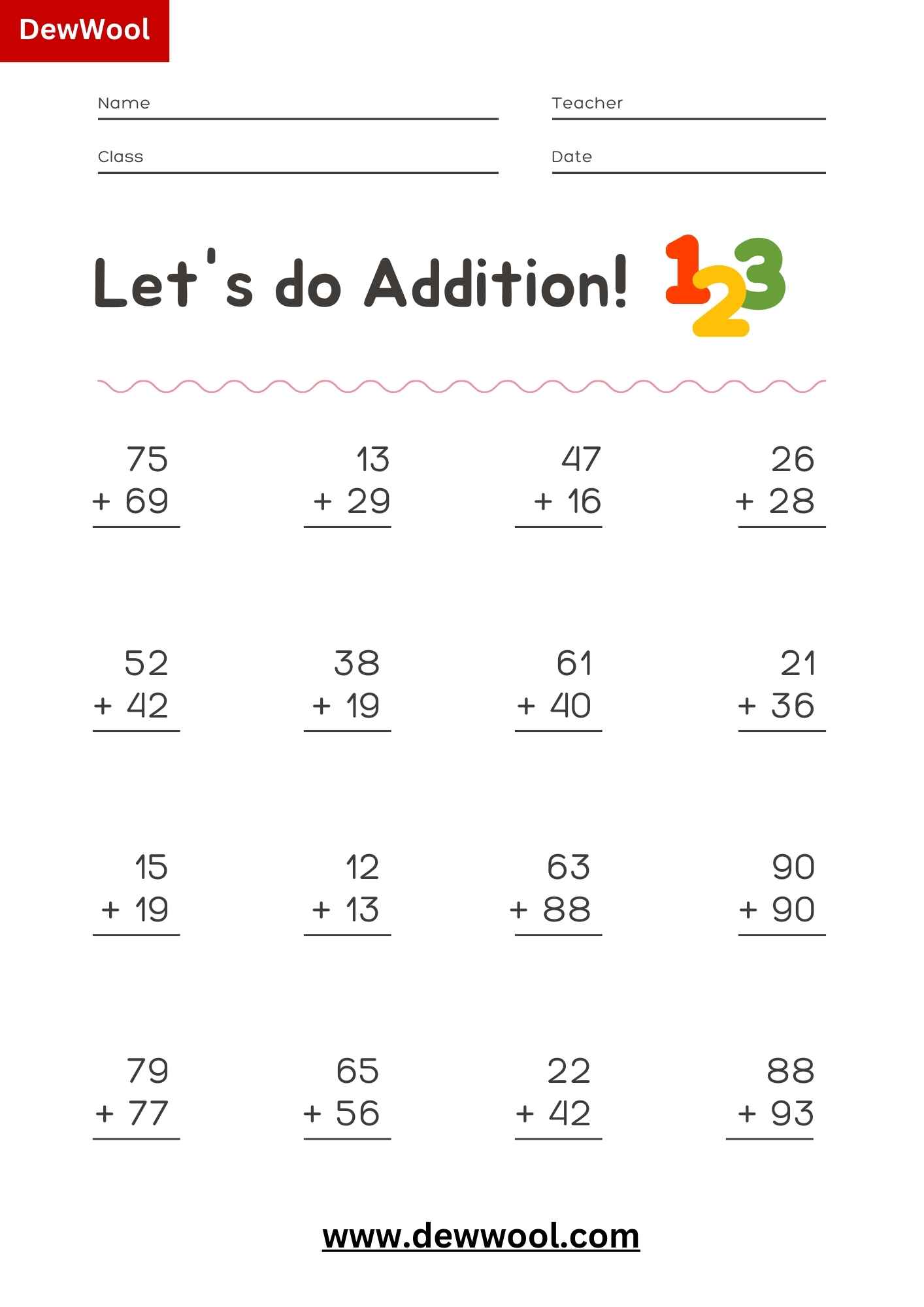 15 Free Addition Worksheets Grade 2 Doubledigit number addition