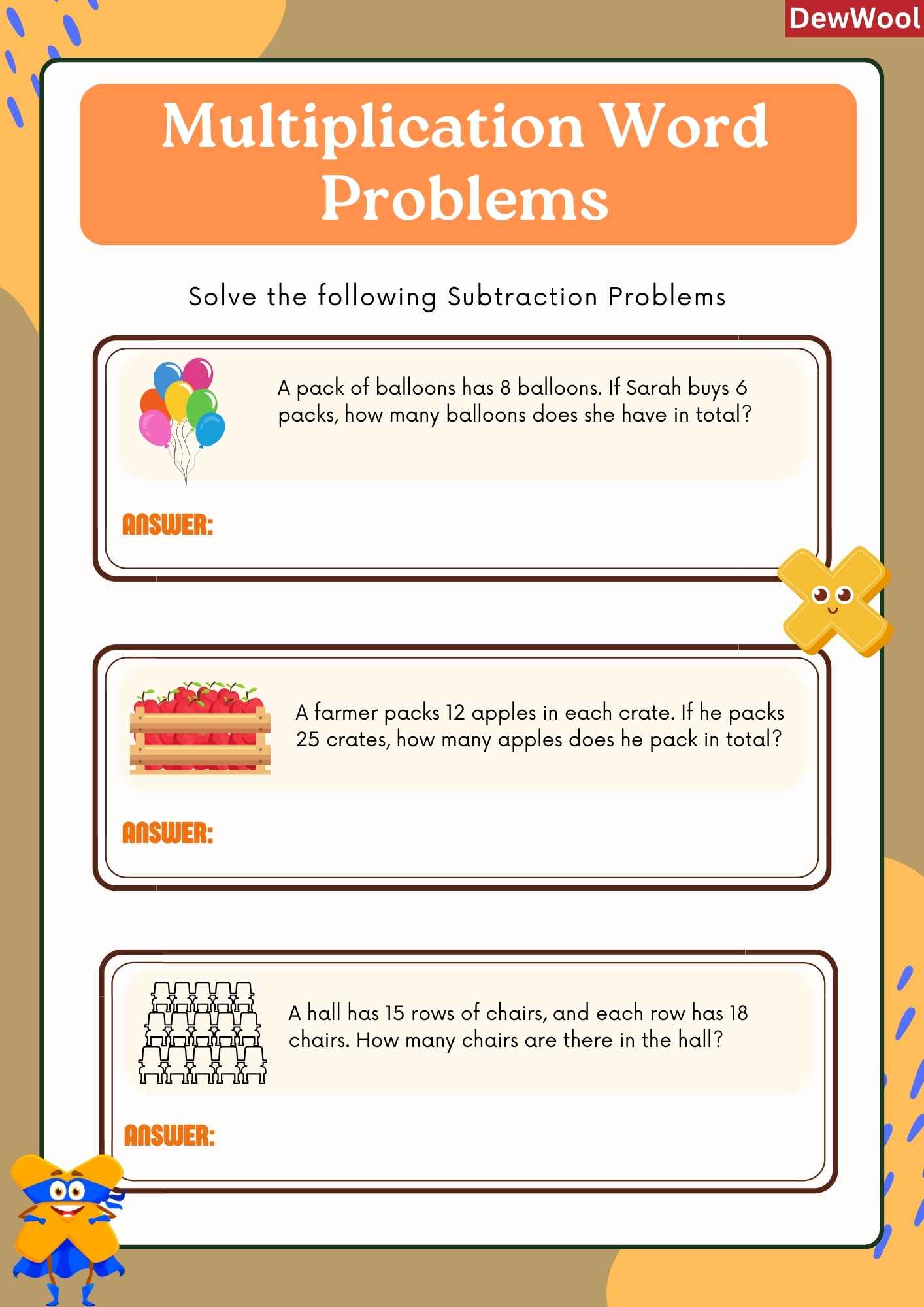 Wmultiolication Word Problems Multiplication word problems | DewWool